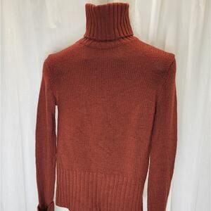 DKNY Burnt Orange Y2K Turtleneck Wool Sweater, M